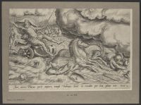 Pharaoh and his army following Moses into the Red Sea is drowned