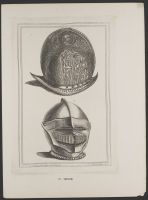 A Venetian head-piece with the figure of Acteon and a helmet