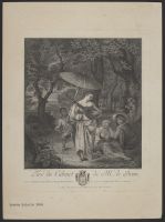 A woman playing the lute in a park