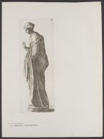 Antique female figure, left profile view Plate 28 from Signorum veterum icones, 100 plates plus  title-page, of etchings after classical sculpture, dedicated to  Johannes Wtenbogaard and Constantijn Huygens