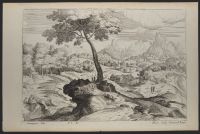 Landscape with a tree in the foreground and a water mill beyond