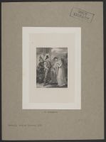 A man holds out his hands, looking towards a cloaked woman, with another man and woman standing behind them