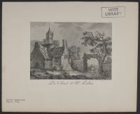 Landscape with a hay-filled wagon entering the gate to a farmyard