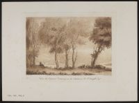 Pastoral landscape with a herdsman and goats sitting amid trees