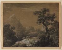 Imaginary wild landscape with a castle