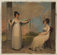 Two young ladies on a terrace