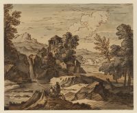 Rocky landscape with figures