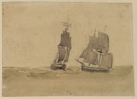 Two sailing ships (recto)