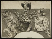 Set of six war tropies and vases