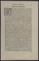 Page of text with a decorated letter and a plate illustrating armour and weapons