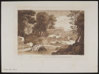 Landscape with trees and a bridge over a river