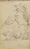 Sketch of a cottage among trees