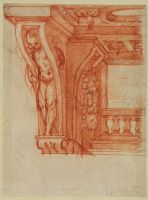 Design for a cartouche with a putto in an architectural setting