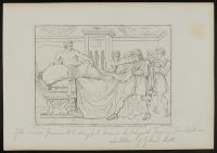 Sulla, lying on his bed, orders his slaves to strangle Granius for not paying his taxes