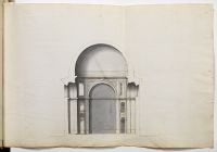 Cross Section of a centrally planned church with an oval dome