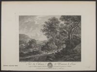 Landscape with figures leading animals along a road in the foreground