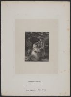 A woman kneeling, holding an item of jewelry and talking to a man, with another man watching on