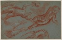Studies of putti, both full-length and limbs