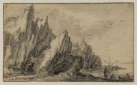 Rocky coast with figures