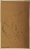 Kneeling male nude - study for 'The Coast of Britain'