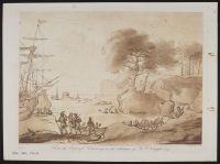 Sea coast with the landing of Aeneas in Latium