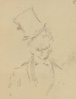 Page of a sketchbook - bust-length man in suit and top hat