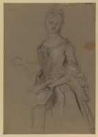 Study of a young woman, singing in a family portrait (recto)
