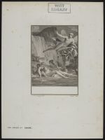 Female figures supporting a nude woman in a river, a winged male flying above