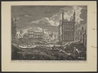 A view of the ruins of the market from the corner of  Heuvelstraet towards St Nicholas