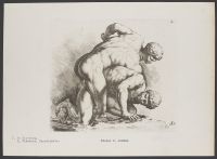 Two wrestlers, oblique side view Plate 19 from Signorum veterum icones, 100 plates plus  title-page, of etchings after classical sculpture, dedicated to  Johannes Wtenbogaard and Constantijn Huygens