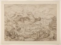 Landscape with two mules