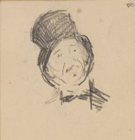Page of a sketchbook - head of a man wearing a top hat