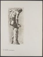 Rearview of nude male figure (satyr?) Plate 2 from Signorum veterum icones, 100 plates plus  title-page, of etchings after classical sculpture, dedicated to  Johannes Wtenbogaard and Constantijn Huygens