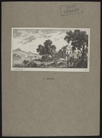 Landscape with trees and a waterside house