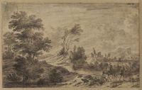 Landscape with figures on a road