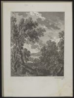 Wooded landscape with a stream and two figures
