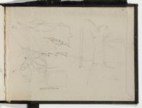 Sketches of leaves and waggons viewed from the rear
