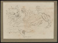 Sketches of a grotesque head and an animal