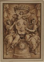 Barberini arms supported by Fame and Virtue