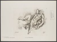 Reclining Satyr Plate 57 from Signorum veterum icones, 100 plates plus  title-page, of etchings after classical sculpture, dedicated to  Johannes Wtenbogaard and Constantijn Huygens