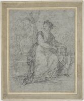 Female figure seated in a garden - study for 'Ludit Amabiliter'
