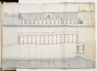 Front elevation and plan of the Barriera warehouses at Valletta,  Malta
