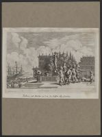 View of palace and ships in the Genoa harbour