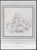 Apollo sitting in clouds playing a lyre