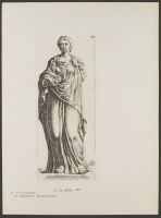 Standing female figure with missing arms Plate 94 from Signorum veterum icones, 100 plates plus  title-page, of etchings after classical sculpture, dedicated to  Johannes Wtenbogaard and Constantijn Huygens
