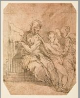 Saint Cecilia with two putti (recto)
