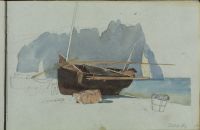 Fishing boat on beach - Etretat