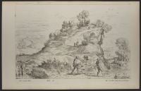 Landscape with two men carrying a body on a stretcher