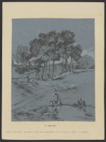 Figure by a pond with jug of water in a wooded landscape