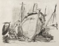 Apulia - Boat shaped like a whale (Schiff, das wie ein Walfisch  dick)